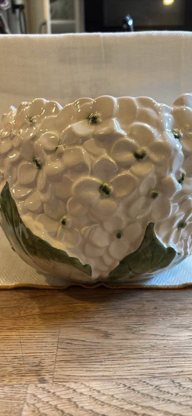 Vintage Safaril Portugal hydrangea porcelain planter